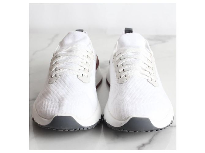 Brunello Cucinelli Tab Runner Baumwollstrick-Sneaker White Weiß - Ansicht 3