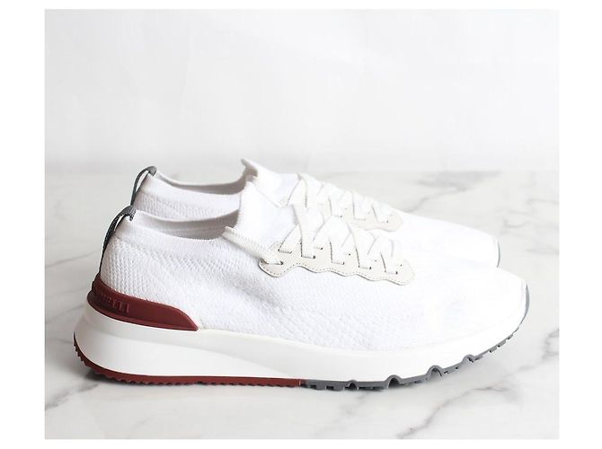 Brunello Cucinelli Tab Runner Baumwollstrick-Sneaker White Weiß - Ansicht 5