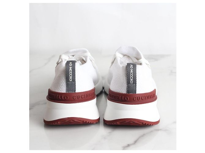 Brunello Cucinelli Tab Runner Baumwollstrick-Sneaker White Weiß - Ansicht 6