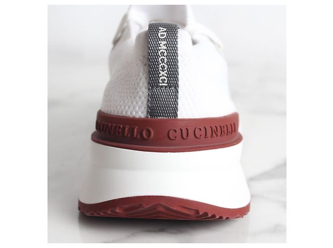 Brunello Cucinelli Tab Runner Baumwollstrick-Sneaker White Weiß - Ansicht 7
