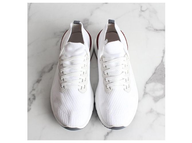 Brunello Cucinelli Tab Runner Baumwollstrick-Sneaker White Weiß - Ansicht 9