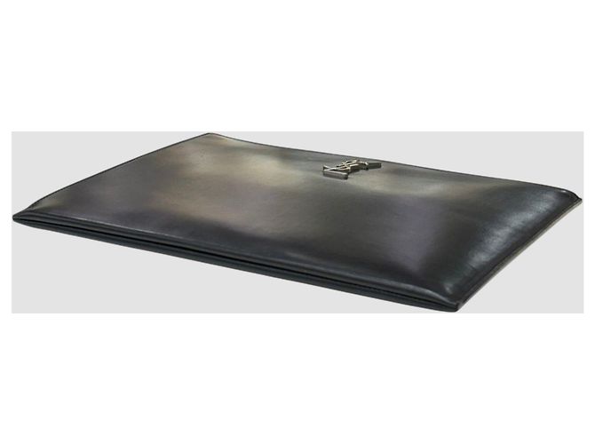 Saint Laurent Clutch in pelle monogramma total black Nero - vista 4