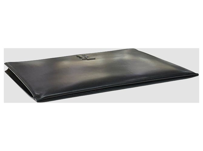 Saint Laurent Clutch in pelle monogramma total black Nero - vista 5