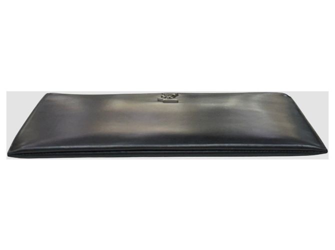 Saint Laurent Clutch in pelle monogramma total black Nero - vista 7