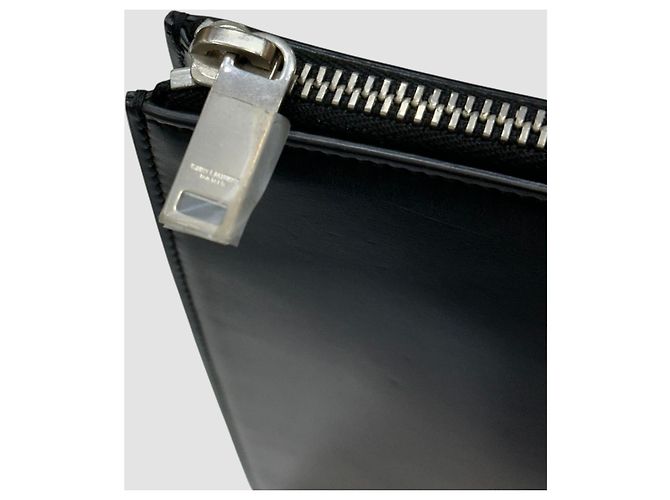 Saint Laurent Clutch in pelle monogramma total black Nero - vista 9