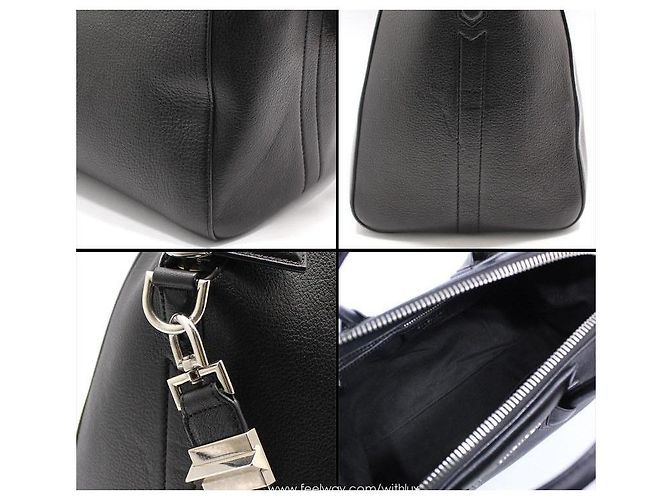 Givenchy Bolsa de ombro Medium em pele de cabra preta e prata Preto - vista 7