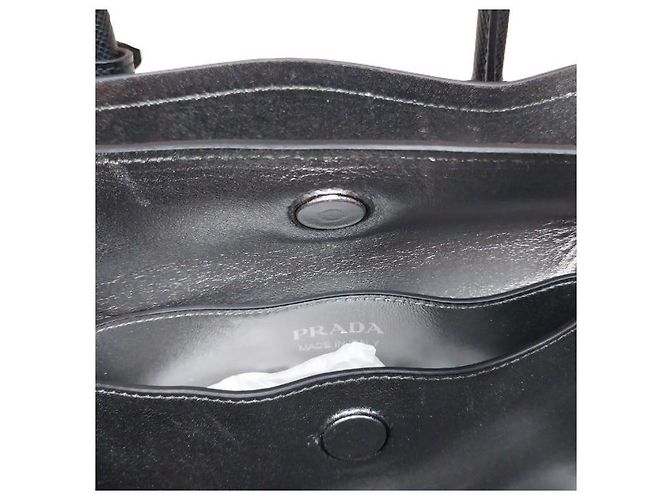 Prada Borsa Double Tote CUIR Saffiano Black con tracolla Nero - vista 2