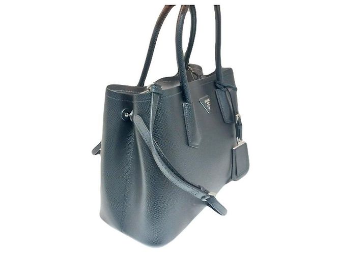 Prada Borsa Double Tote CUIR Saffiano Black con tracolla Nero - vista 5