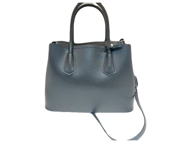 Prada Borsa Double Tote CUIR Saffiano Black con tracolla Nero - vista 7