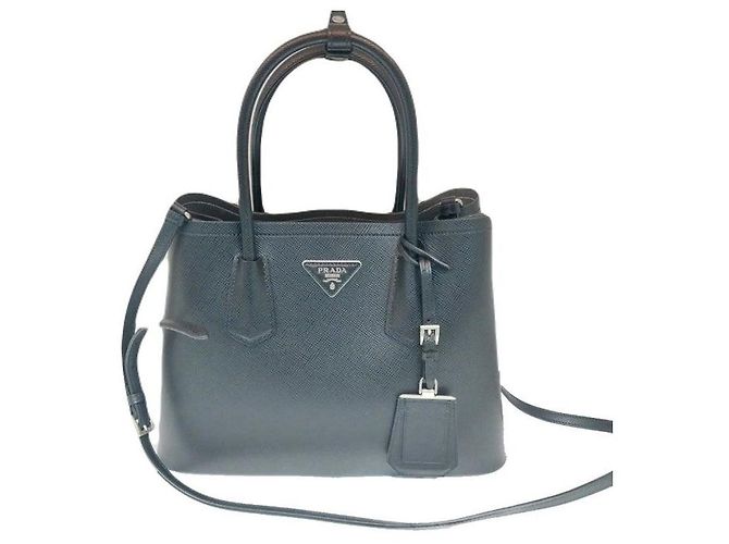 Prada Borsa Double Tote CUIR Saffiano Black con tracolla Nero - vista 8