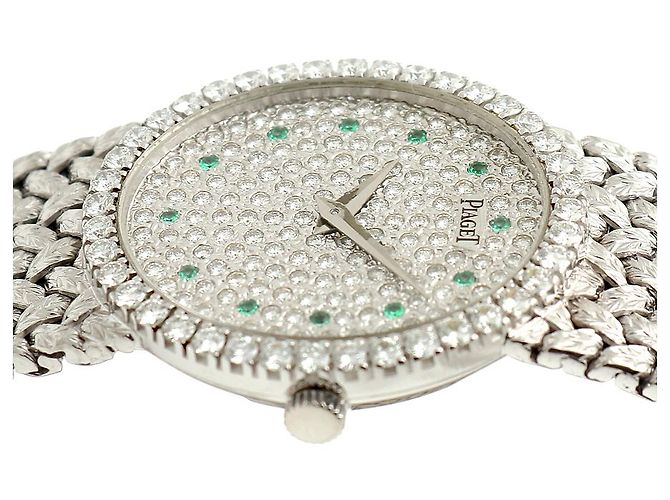 Piaget Tradition Vintage Damenuhr Extremely Oval Emerald Diamond White Gold Manuell Weiß - Ansicht 11