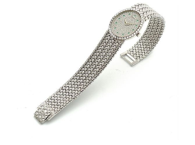 Piaget Tradition Vintage Damenuhr Extremely Oval Emerald Diamond White Gold Manuell Weiß - Ansicht 14