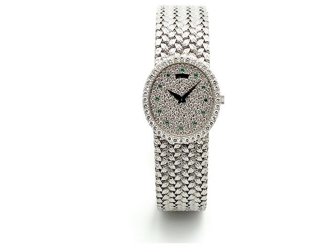 Piaget Tradition Vintage Damenuhr Extremely Oval Emerald Diamond White Gold Manuell Weiß - Ansicht 17