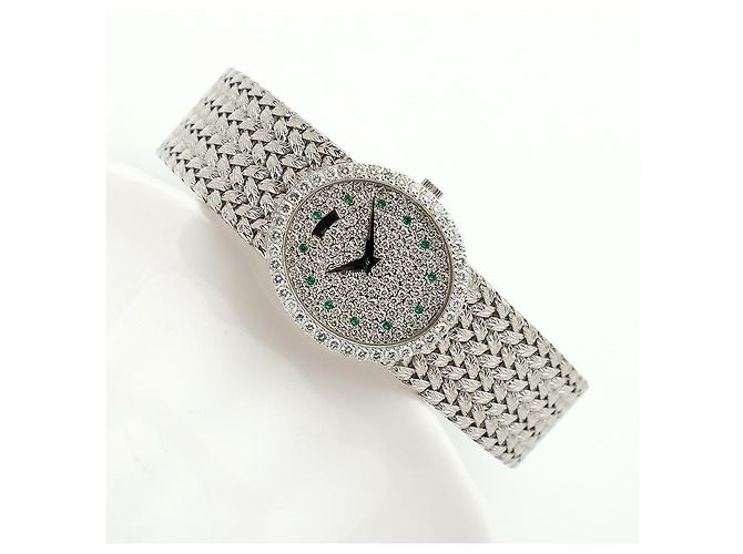 Piaget Tradition Vintage Damenuhr Extremely Oval Emerald Diamond White Gold Manuell Weiß - Ansicht 19