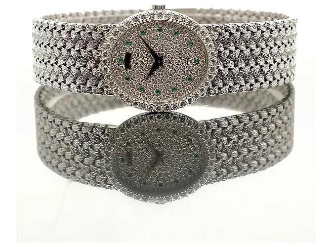 Piaget Tradition Vintage Damenuhr Extremely Oval Emerald Diamond White Gold Manuell Weiß - Ansicht 21