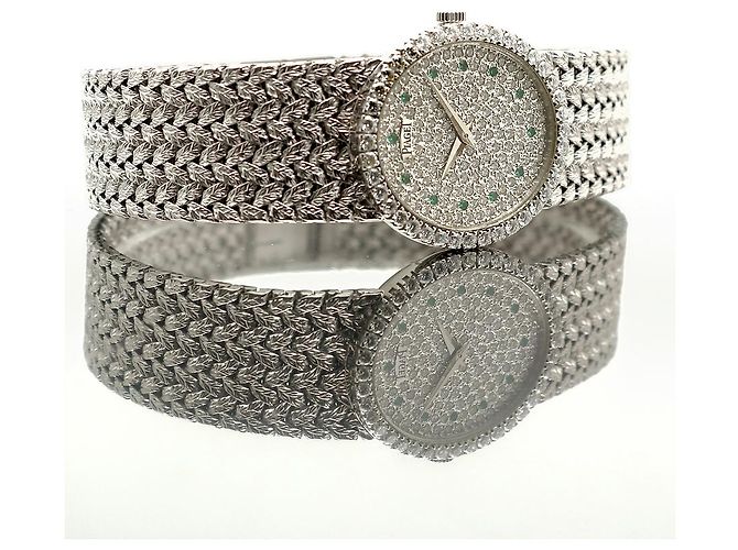 Piaget Tradition Vintage Damenuhr Extremely Oval Emerald Diamond White Gold Manuell Weiß - Ansicht 22