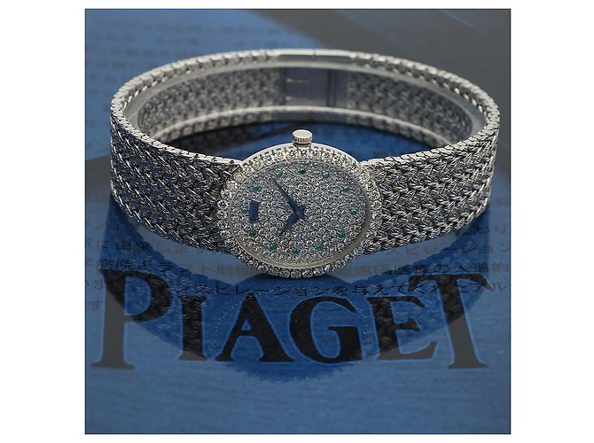 Piaget Tradition Vintage Damenuhr Extremely Oval Emerald Diamond White Gold Manuell Weiß - Ansicht 24