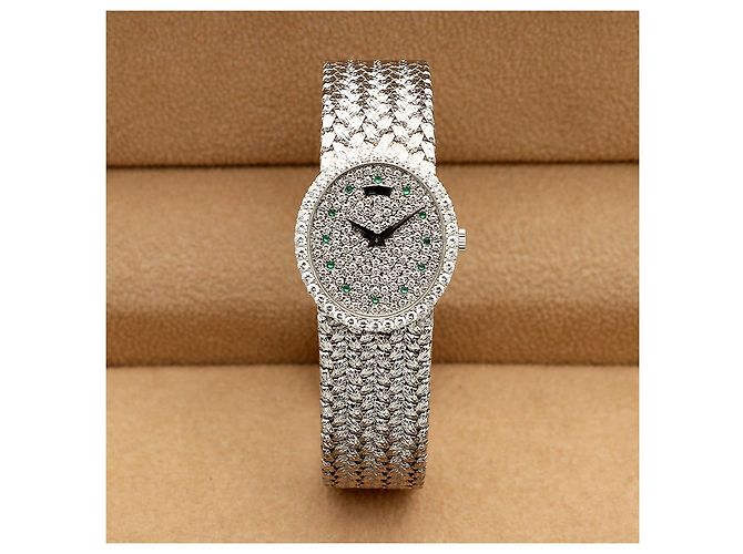 Piaget Tradition Vintage Damenuhr Extremely Oval Emerald Diamond White Gold Manuell Weiß - Ansicht 27