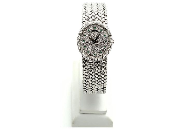 Piaget Tradition Vintage Damenuhr Extremely Oval Emerald Diamond White Gold Manuell Weiß - Ansicht 3