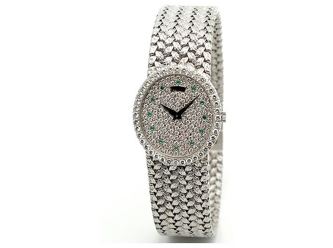 Piaget Tradition Vintage Damenuhr Extremely Oval Emerald Diamond White Gold Manuell Weiß - Ansicht 8