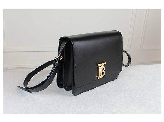 Burberry Borsa a tracolla TB Logo in pelle di vitello oro - vista 12