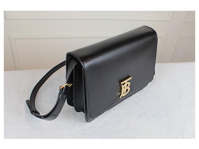 Burberry Borsa a tracolla TB Logo in pelle di vitello oro - vista 4