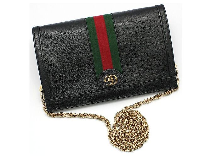 Gucci Borsa a tracolla Ophidia GG Black Gold Logo Chain Nero - vista 3