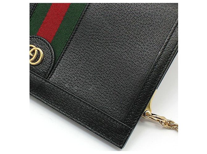 Gucci Borsa a tracolla Ophidia GG Black Gold Logo Chain Nero - vista 6