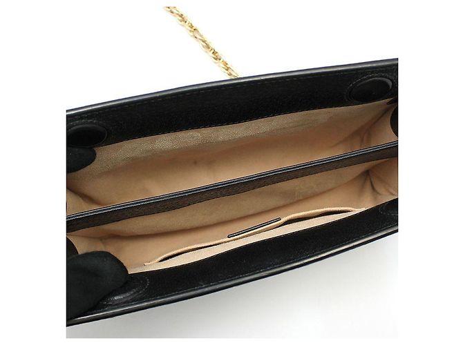 Gucci Borsa a tracolla Ophidia GG Black Gold Logo Chain Nero - vista 9