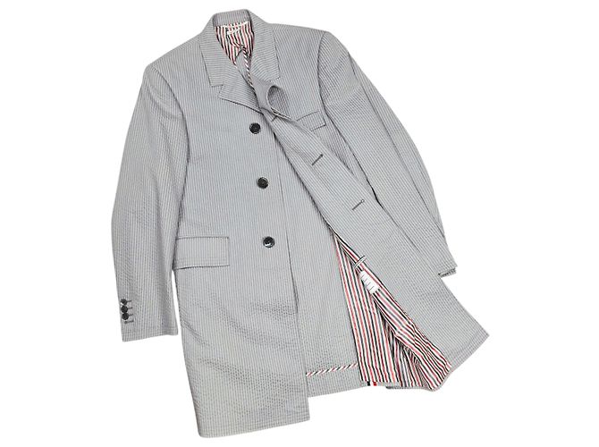 Thom Browne Seersucker-Mantel Braun - Ansicht 5