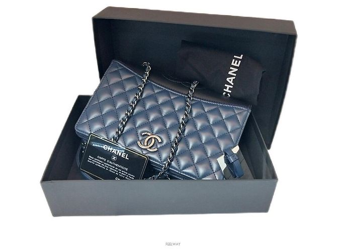 Borsa a tracolla Chanel Lambskin Two-Tone Chain Series Nero - vista 2