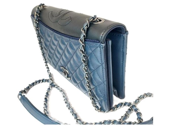 Borsa a tracolla Chanel Lambskin Two-Tone Chain Series Nero - vista 5