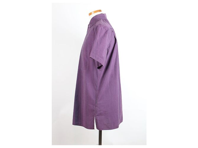 Loro Piana T-shirt a maniche corte con colletto in lino Viola Porpora - vista 3