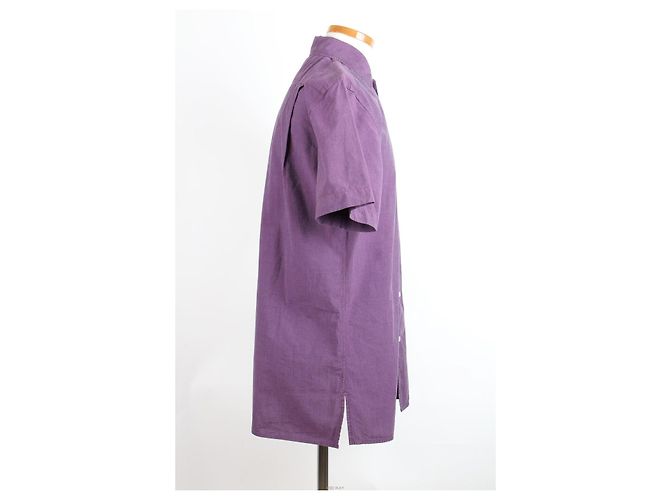 Loro Piana T-shirt a maniche corte con colletto in lino Viola Porpora - vista 4