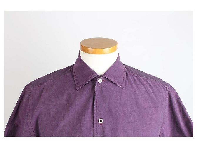 Loro Piana T-shirt a maniche corte con colletto in lino Viola Porpora - vista 5