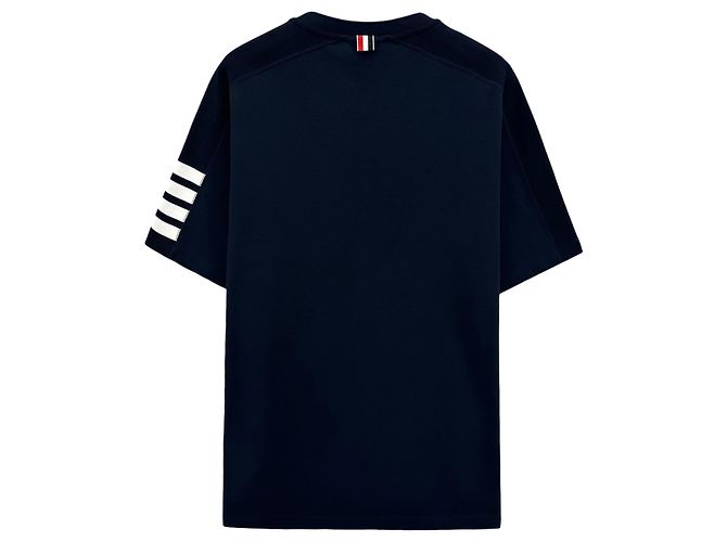 Thom Browne T-Shirt mit kurzen Ärmeln und diagonalem Armband Blau - Ansicht 7