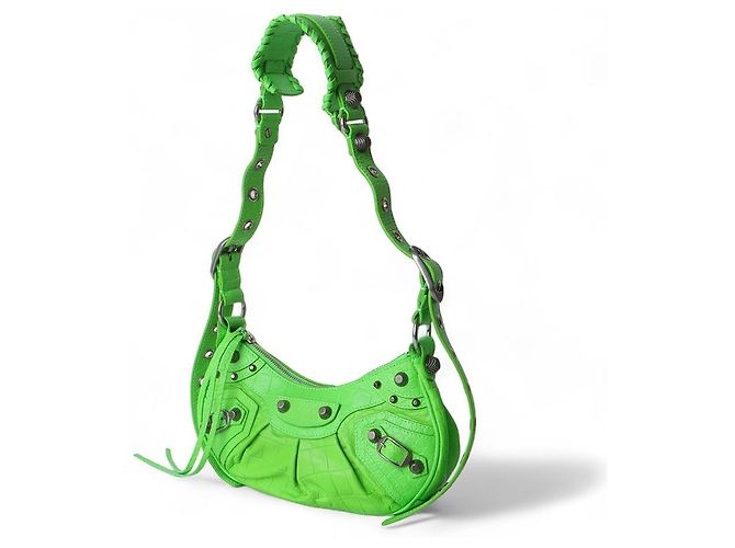 Balenciaga Le Caucase XS Borsa a Spalla in Coccodrillo Verde - vista 2
