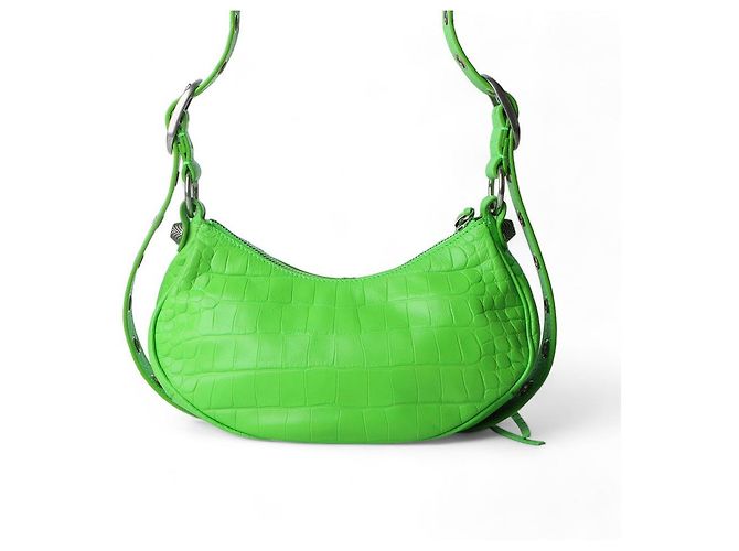 Balenciaga Le Caucase XS Borsa a Spalla in Coccodrillo Verde - vista 3