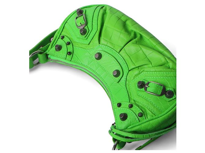 Balenciaga Le Caucase XS Borsa a Spalla in Coccodrillo Verde - vista 4