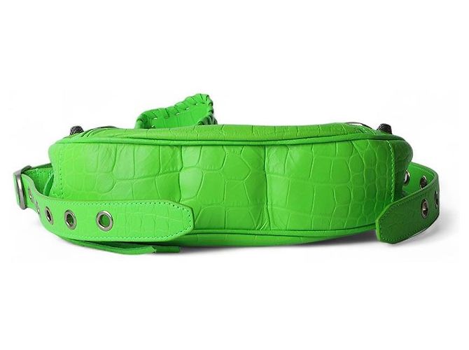 Balenciaga Le Caucase XS Borsa a Spalla in Coccodrillo Verde - vista 6