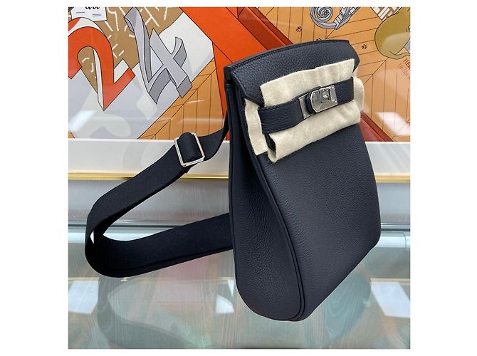 Hermès Kelly Hackado PM Black Silver Stamp Nero - vista 3