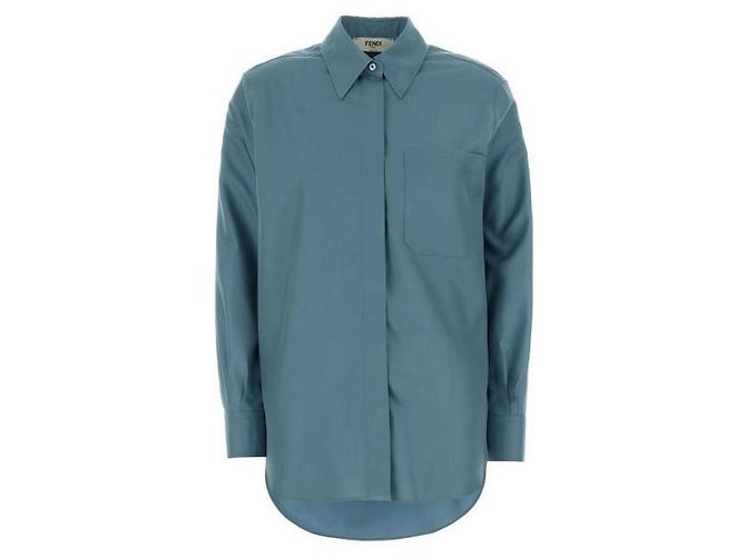 Fendi Seidenpopeline-Hemd Blau - Ansicht 3