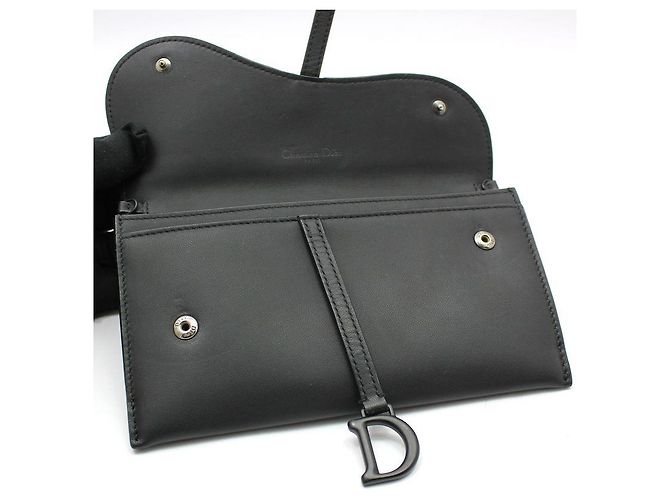 Dior Borsa a tracolla WOC Saddle in pelle nera opaca Nero - vista 5