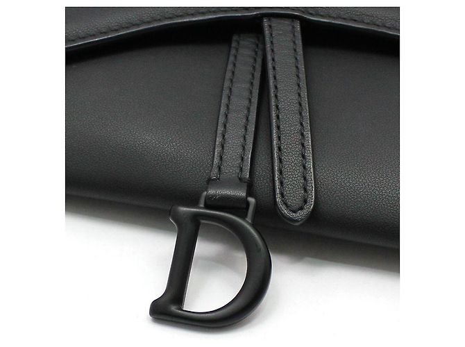 Dior Borsa a tracolla WOC Saddle in pelle nera opaca Nero - vista 7