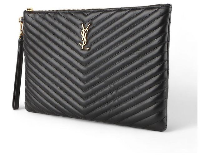 Saint Laurent Clutch Porta Documenti Monogram Matelassé Large Nero - vista 2