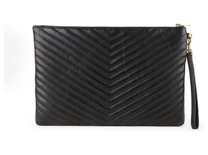 Saint Laurent Clutch Porta Documenti Monogram Matelassé Large Nero - vista 3