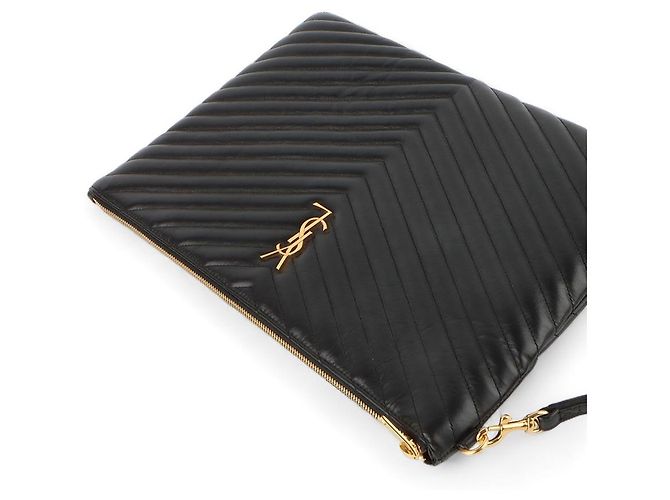Saint Laurent Clutch Porta Documenti Monogram Matelassé Large Nero - vista 4