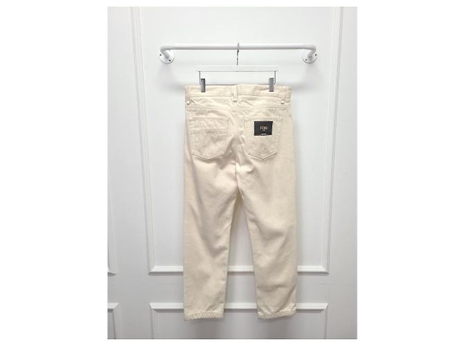 Fendi Denim-Hose mit weiß-cremefarbenem Logo-Patch - Ansicht 3