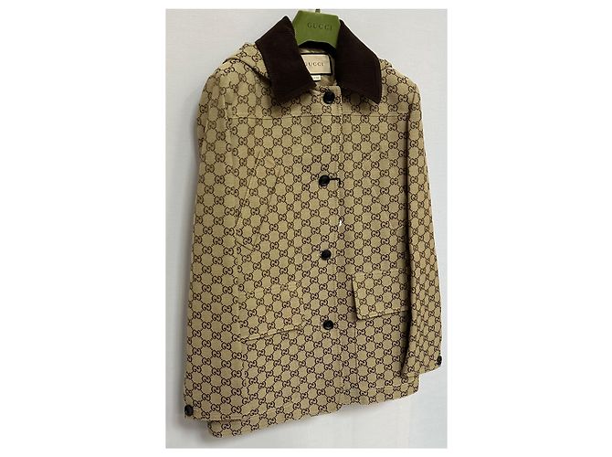Gucci Abrigo de lona de mezcla de algodón GG Dorado - vista 4