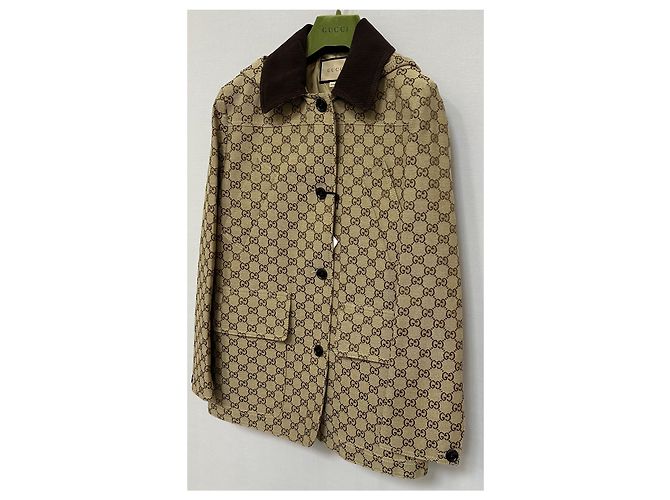 Gucci Abrigo de lona de mezcla de algodón GG Dorado - vista 5